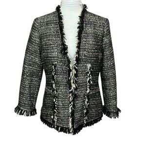 Boston Proper Tweed Chain Trim Blazer